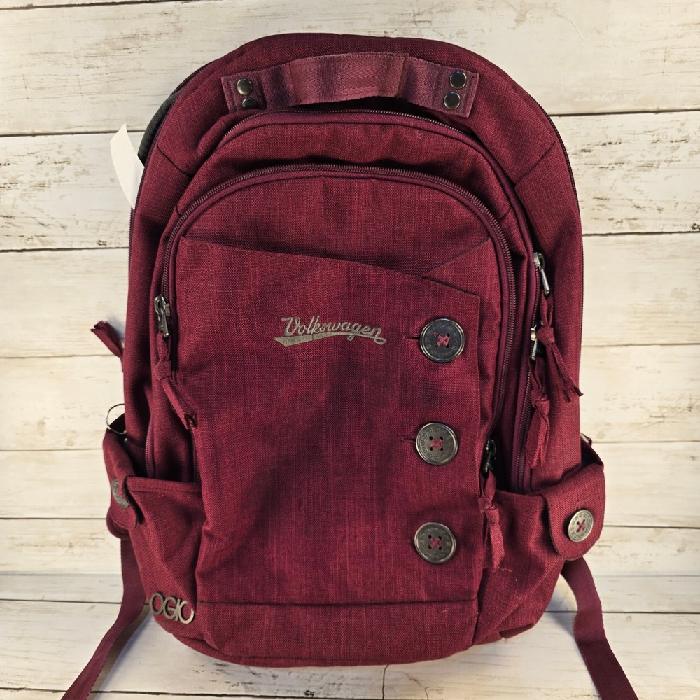 OGIO Volkswagen Backpack Burgundy Maroon Laptop Bag Tech Organizer VW Embroider